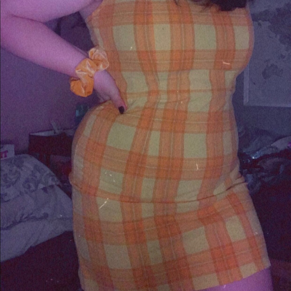 Yellow Plaid Bodycon Dress